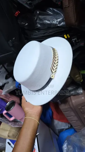 White Stylish Flat Top Fedora Hat