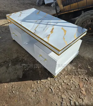 Executive Multicolored Coffee Table With Marble Topping