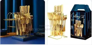 24pc Cutlery Set (Gold Colour)All Metallic Gold Sleek