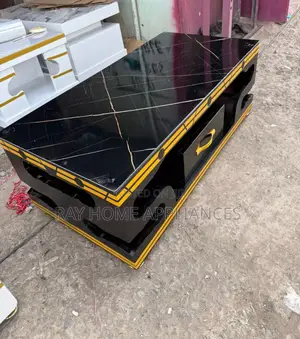 Executive White Coffee Table With Marble Topping