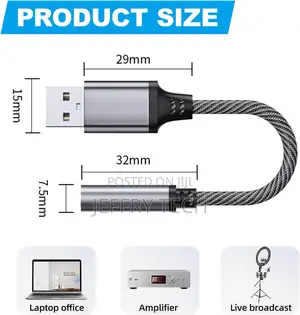 Usb to 3.5mm Jack Audio Adapter, External Sound Card Usb-a to Audio Ja