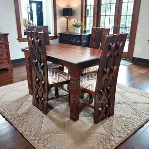 Dining Set a Carefully Crafted, Walnut Brown 4 Seater Dining Set