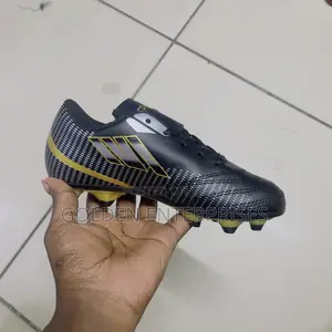 Kids Football Boots Black Gold 31-36