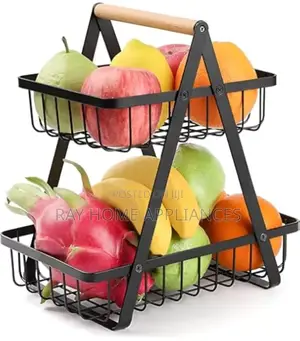 Two Tier Fruit Rack Black
