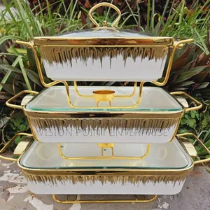 3 Pieces Ceramic Chaffing Dishes