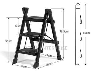 3-Step Black Foldable Ladder Wholesalecrafted