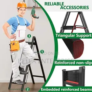 3-Step Black Foldable Ladder Wholesalecrafted