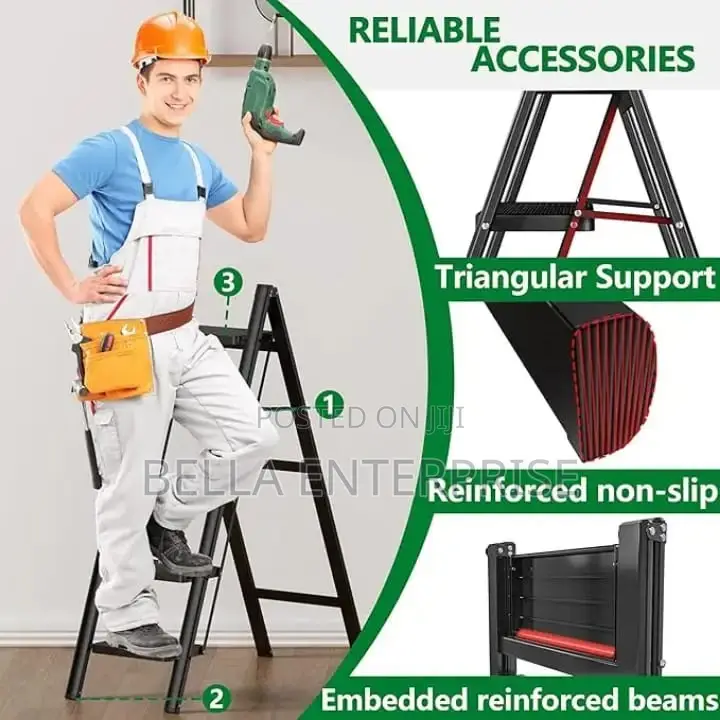 3-Step Black Foldable Ladder Wholesalecrafted