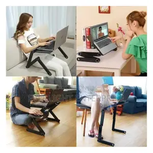Foldable Metallic Laptop Stand With Mouse Pad and Fan