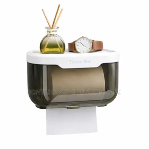 Waterproof Wall Mounted Tissue Box Holder With Storage Shelf