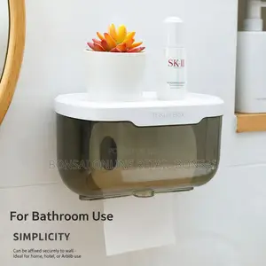 Waterproof Wall Mounted Tissue Box Holder With Storage Shelf