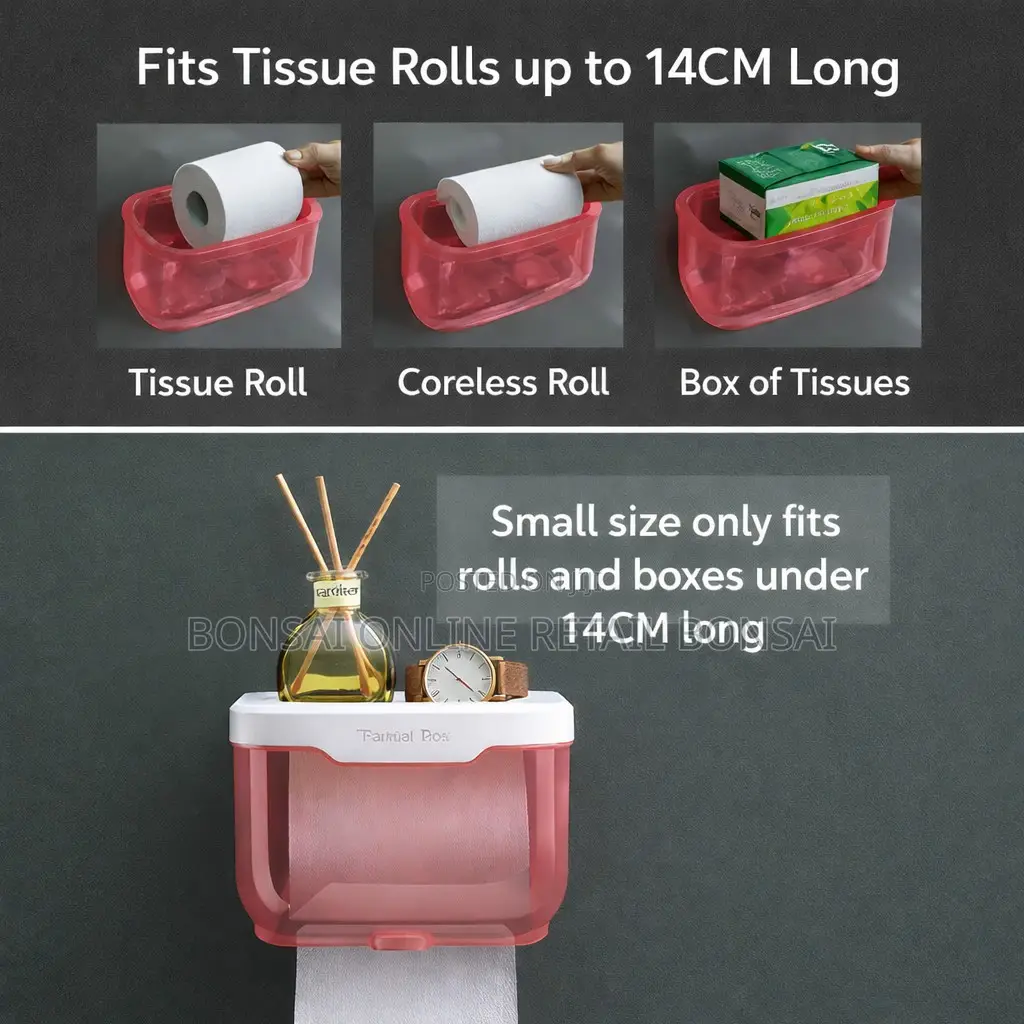 Waterproof Wall Mounted Tissue Box Holder With Storage Shelf