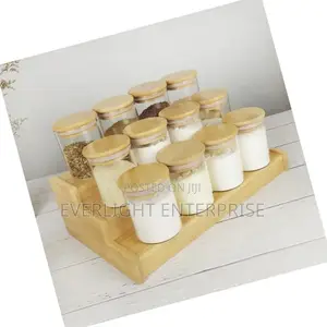12 PCS Glass Spice Jars With Bamboo Lid