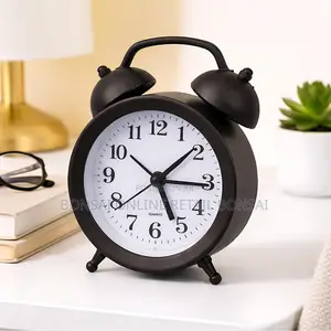 Black Retro Twin Bell Alarm Clock With Loud Ring