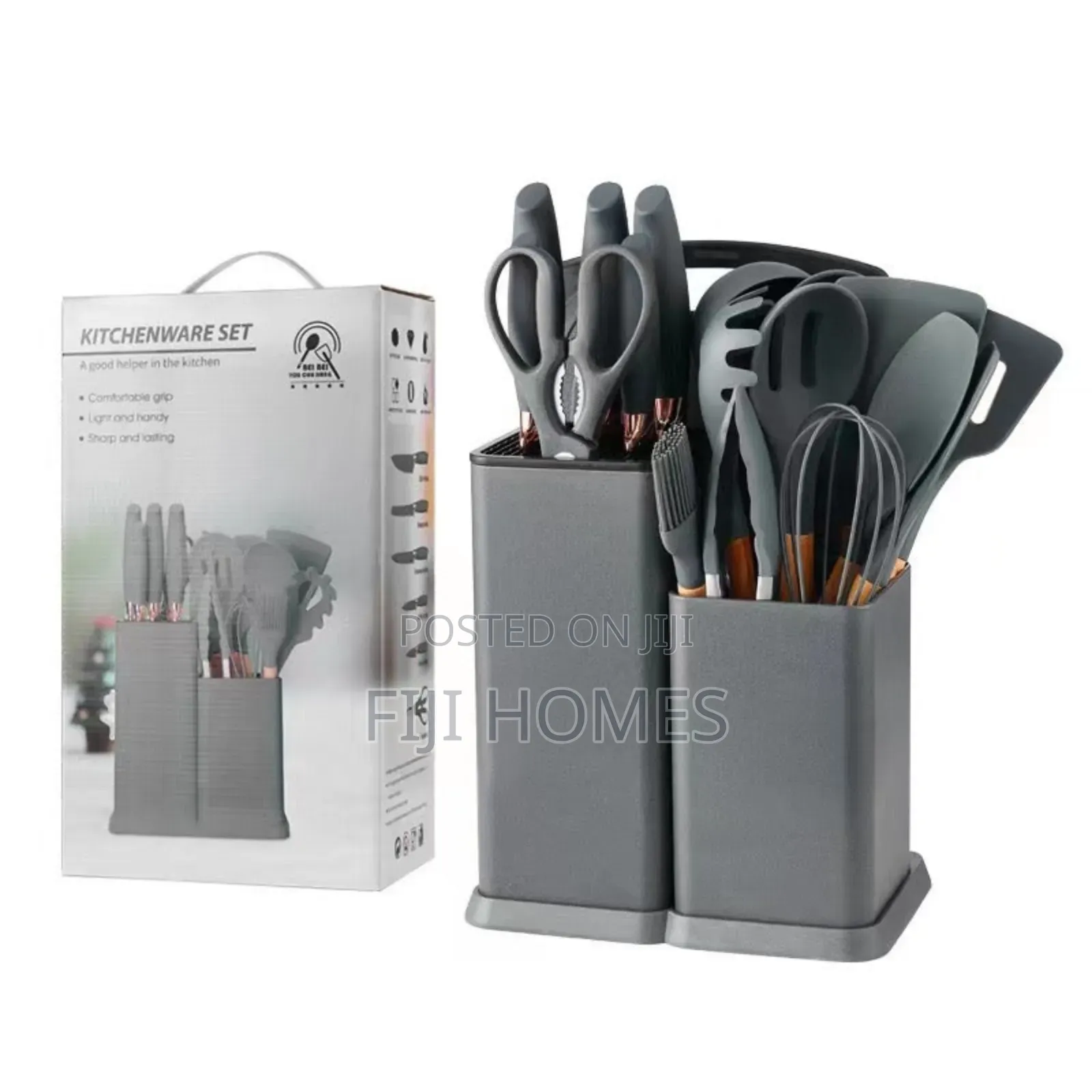 19-Piece Executive Silicone Kitchen Utensil Set – Grey
