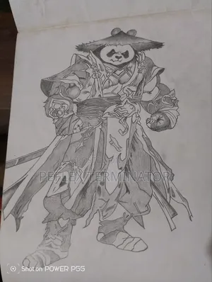 Hand-Drawn Anime Panda Warrior
