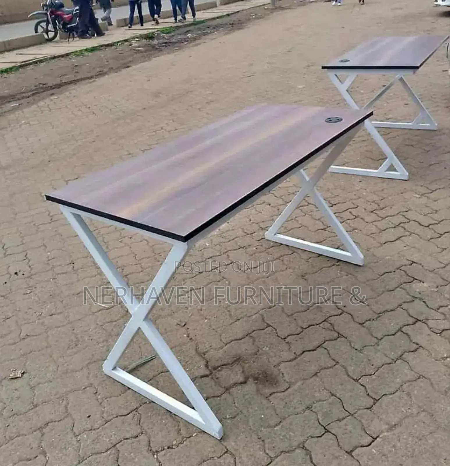 Heavy Duty Metal Frame Desk With Wooden Top – Office Study Table