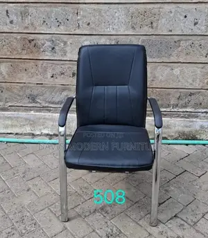 Black Pu Leather Office Chair With Chrome Arms