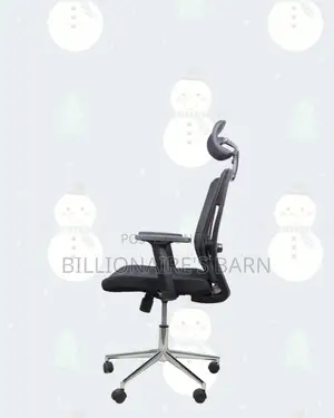 Black Ergonomic Work Chair — Posture Support, Chrome Base Stability