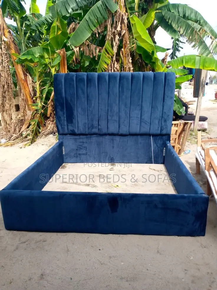 Blue Tufted Upholstered Bed