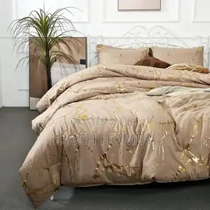 Brown Luxury Gold Marble Texture Foil Style Duvet Cover Set