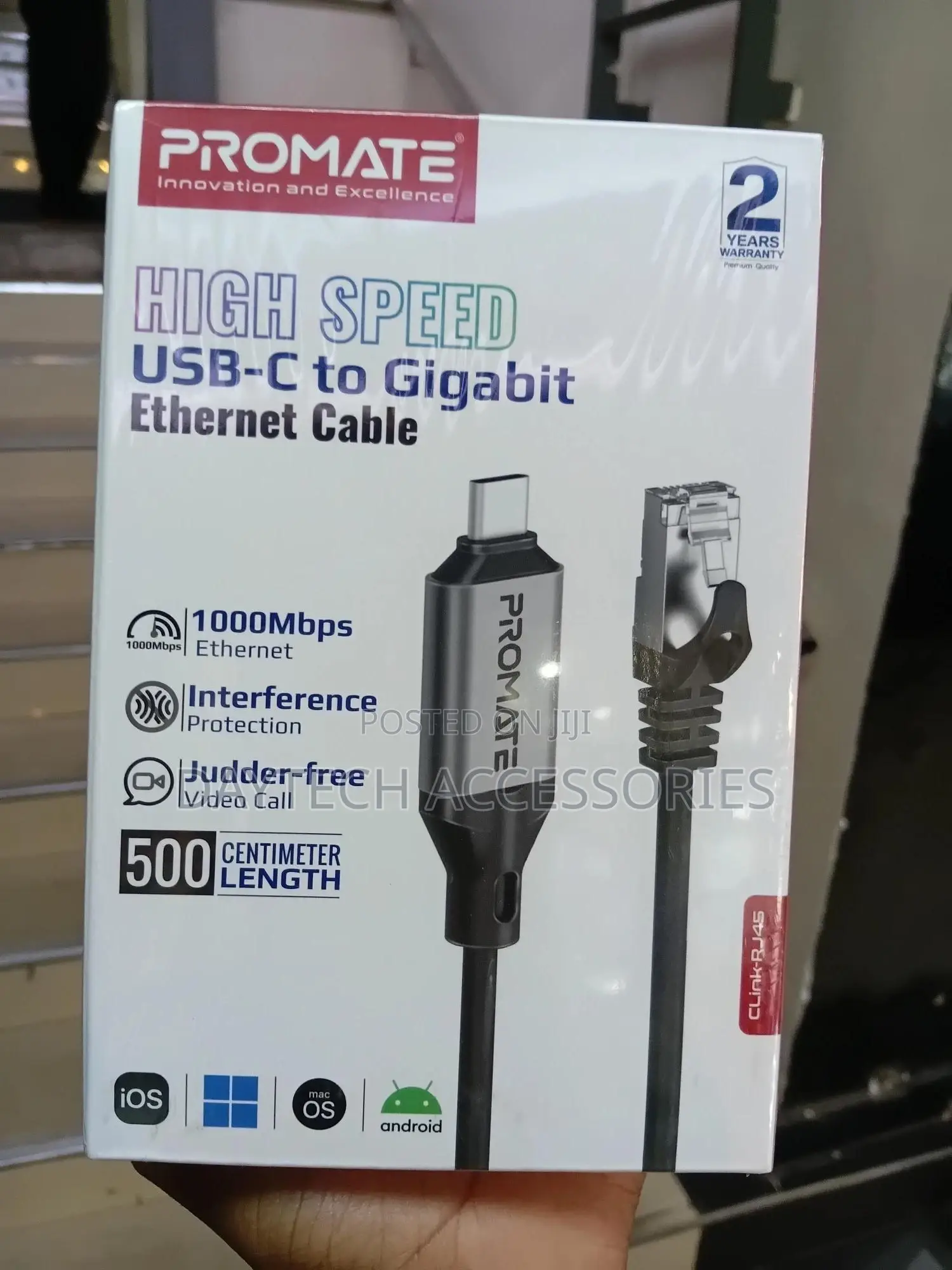 Promate High-Speed Usb-C to Gigabit Ethernet Cable