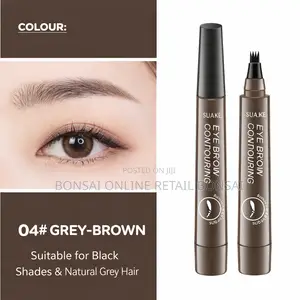 Quad-Tip Dark Brown Eyebrow Pen for Natural Hairlike Strokes Full Brow