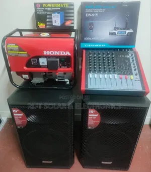 6ch Powered Mixer - (2)15" Mid Speakers - 2.5kva Generator Microphone