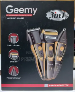 Geemy 3-in-1 Rechargeable Hair Clipper,Shaver Nose Trimmer. Gm-595