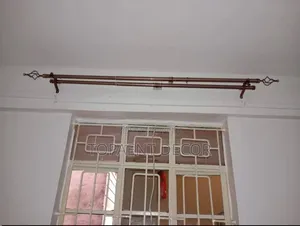 Brown Double Rod 3m Window Adjustable Curtain Rods