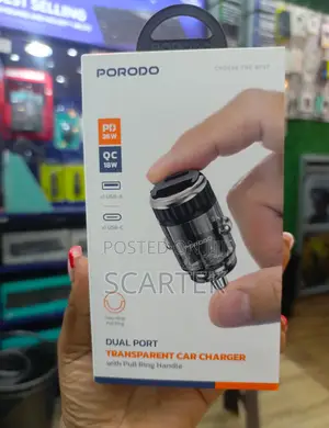 Dual Port Transparent Car Charger With Pull Ring Handle