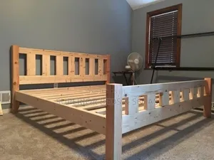 Minimal Solid Wood Slatted Bed Size 5 by 6