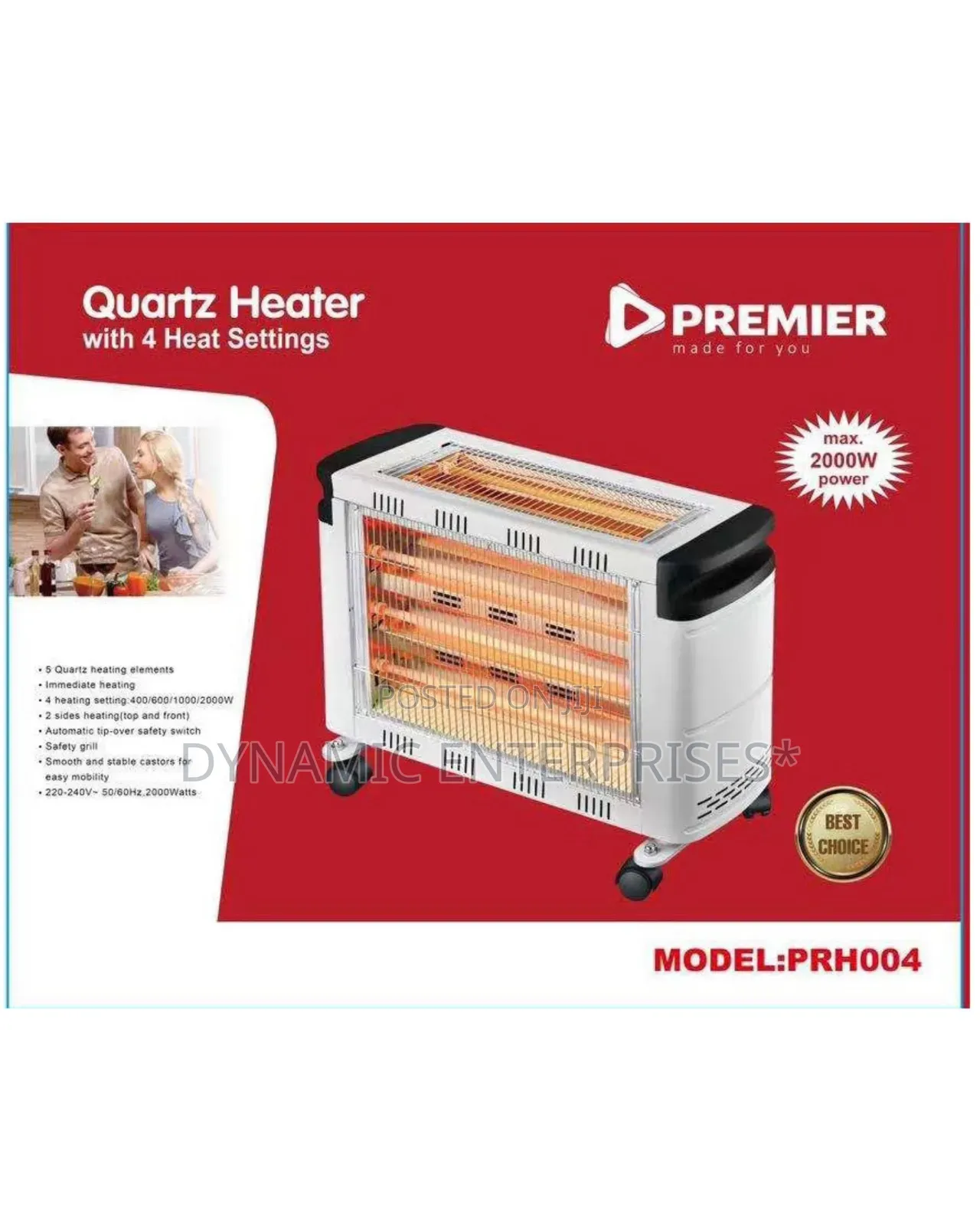 2000w 2-Sided Quartz Heater