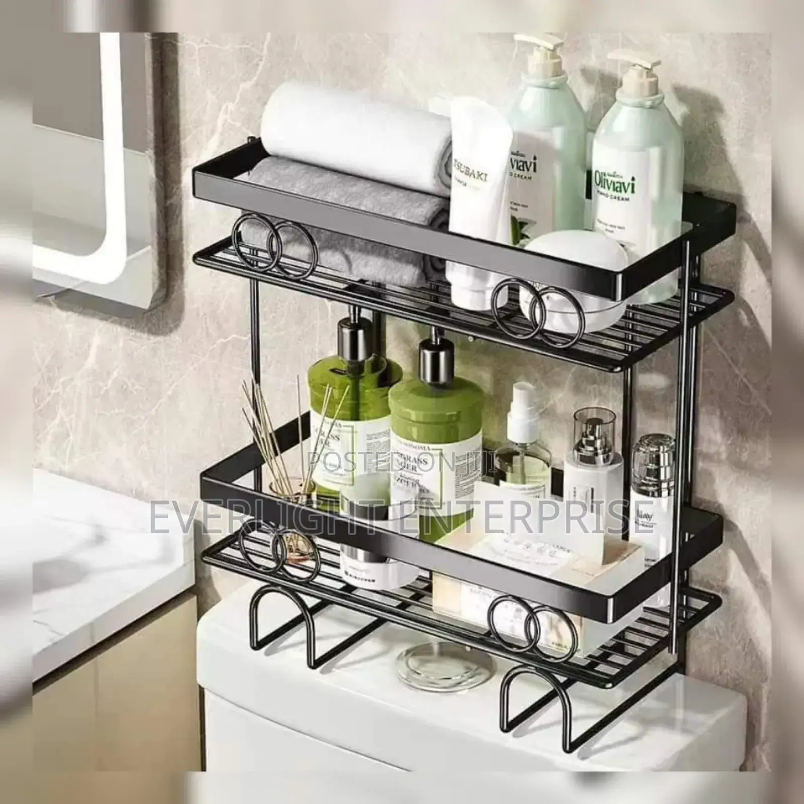 Metallic Bathroom Storage Shelf