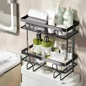 Metallic Bathroom Storage Shelf