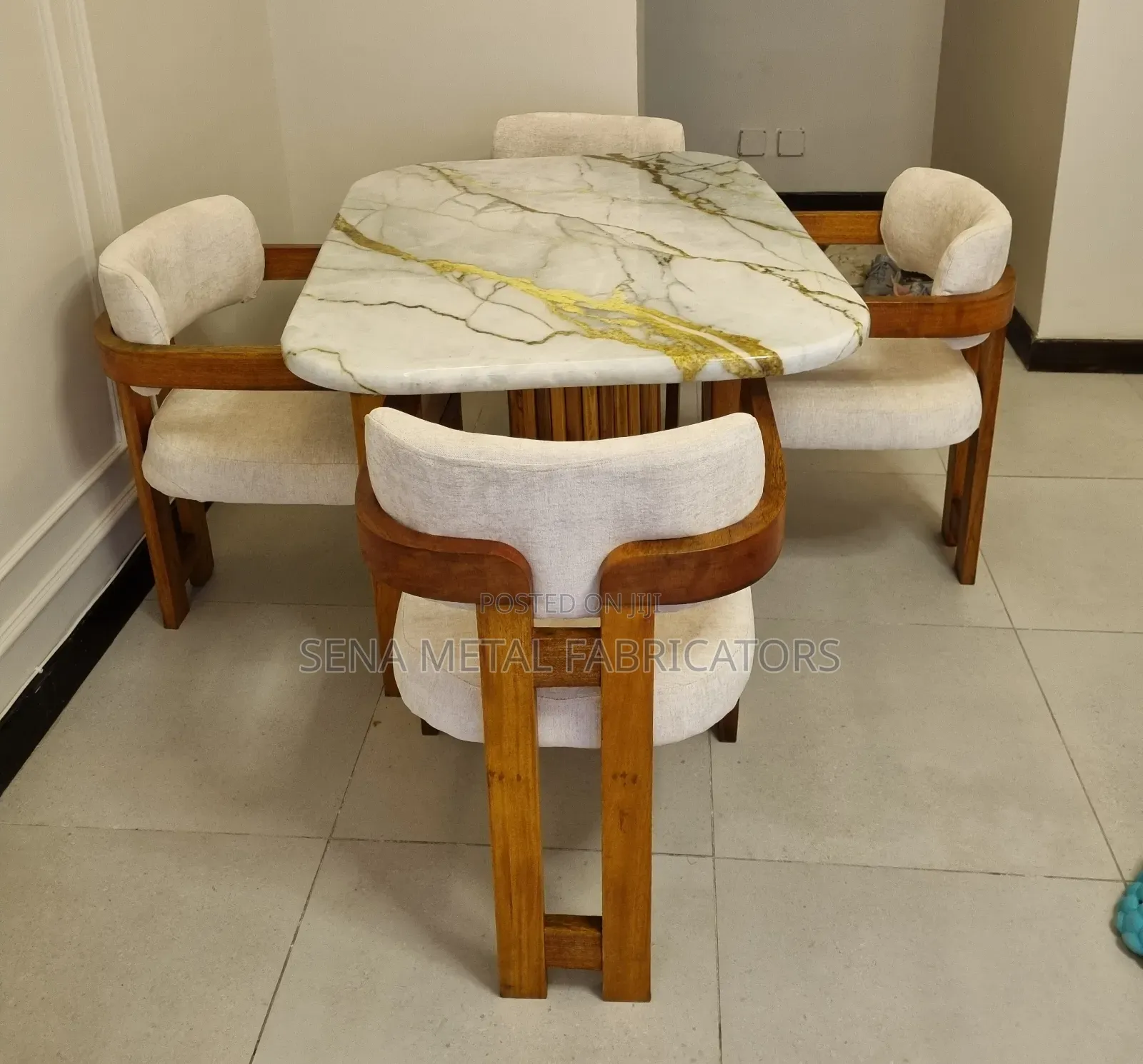 Elegant Upholstered Mahogany Dining Set.