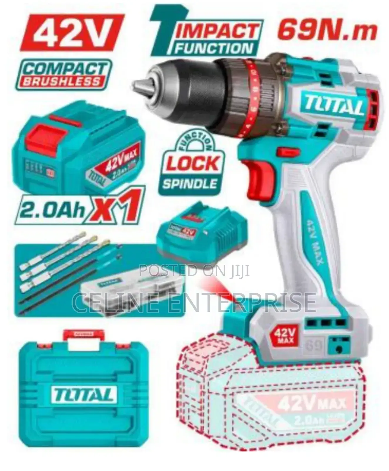 Compact Brushless Cordless Impact Drill-Tidli426981