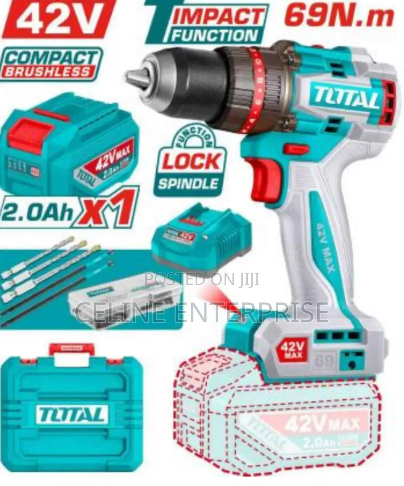 Tidli426981compact Brushless Cordless Impact Drill