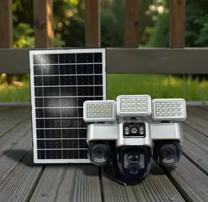 Outdoor Security 12mp 4g Multiple Lens Solar Camera With Flood Light