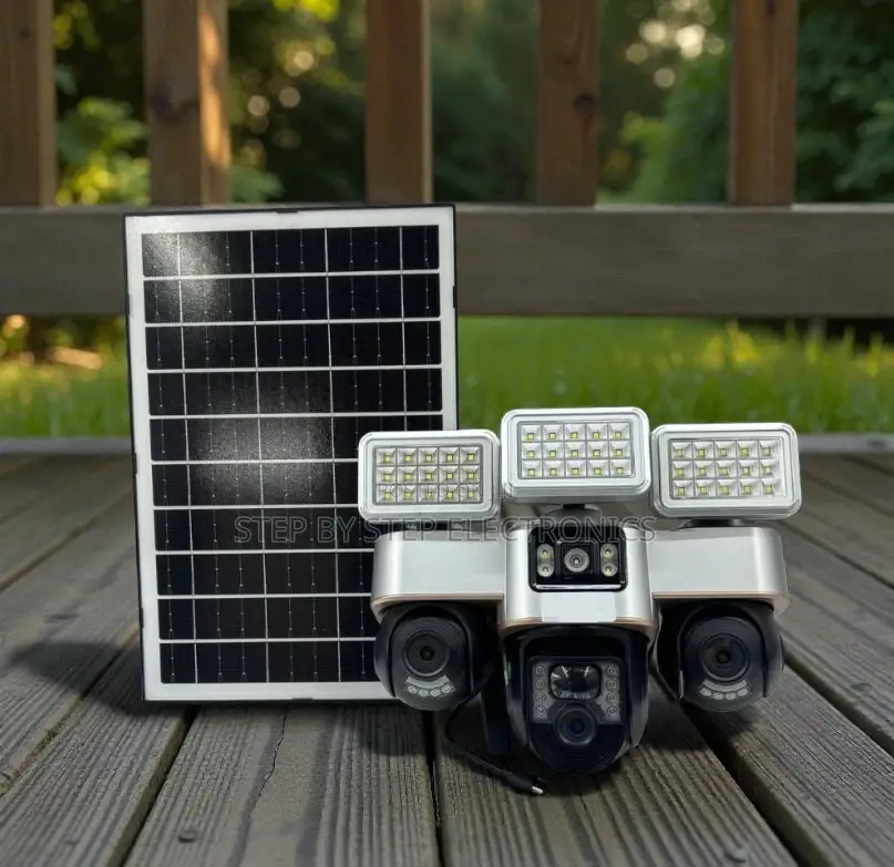 Outdoor Security 12mp 4g Multiple Lens Solar Camera With Flood Light
