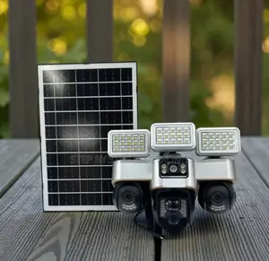 Two-Way Audio 12mp 4g Multiple Lens Solar CCTV Camera With Flood Light