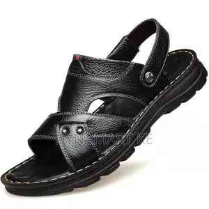 Cowhide Shoes Men's Sandals Slippers Leather Open Toe Sports