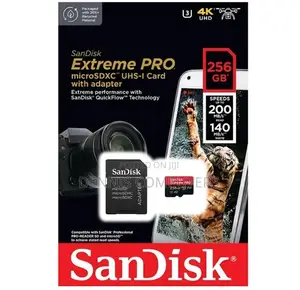 Sandisk 256gb Extreme Pro 200mb/S Memory Card Micro Sd With Adaptor