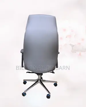 Grey Executive Leather Office Chair High-Back • Chrome Base Stability