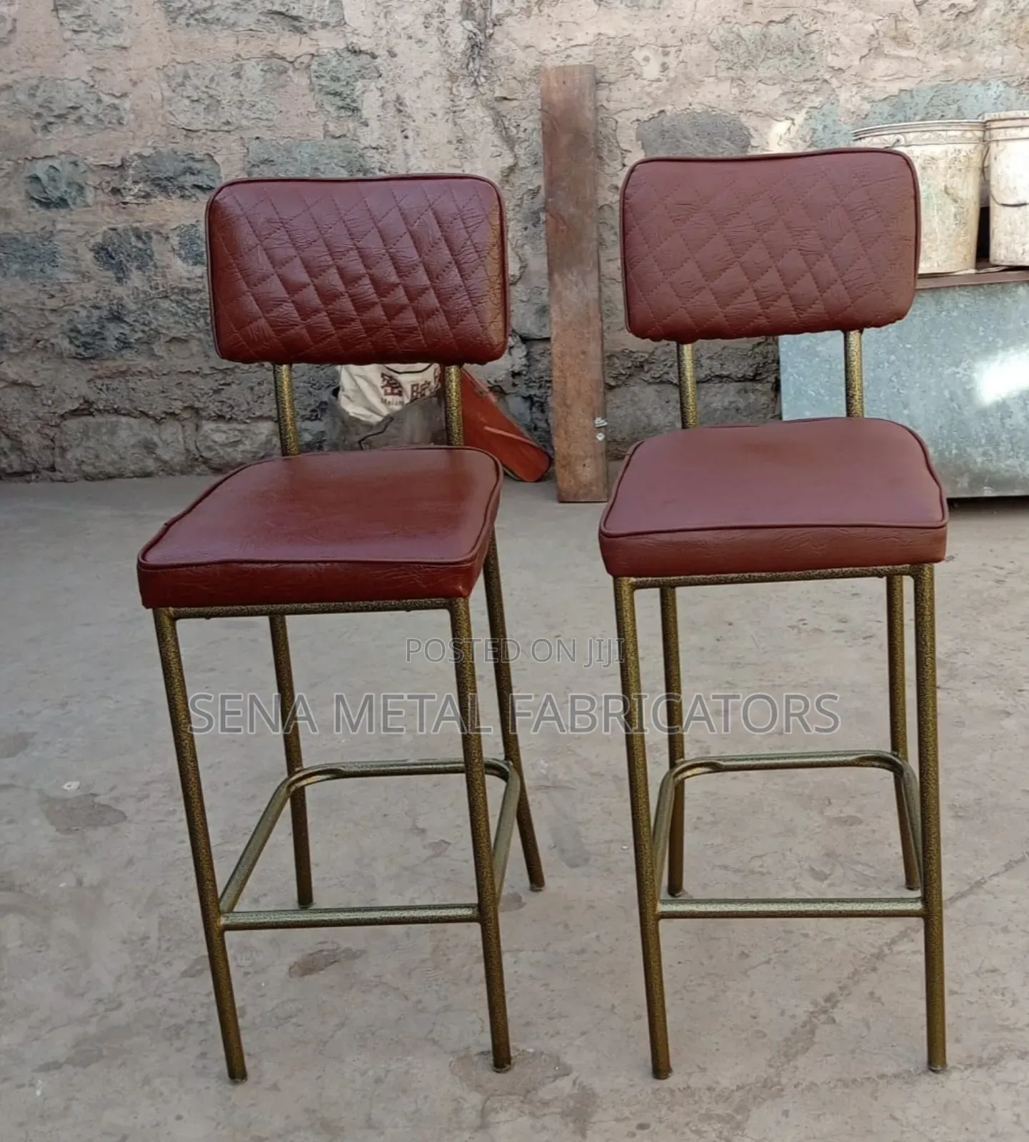 Comfortable Armless Counter Stools in Brown.