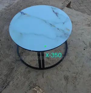 Round Glass-Top Coffee Table With Marble-Effect Surface