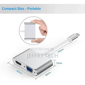 Usb3.1 Silver Type-C to Vga Adapter for Interface Switching Use 2 in 1