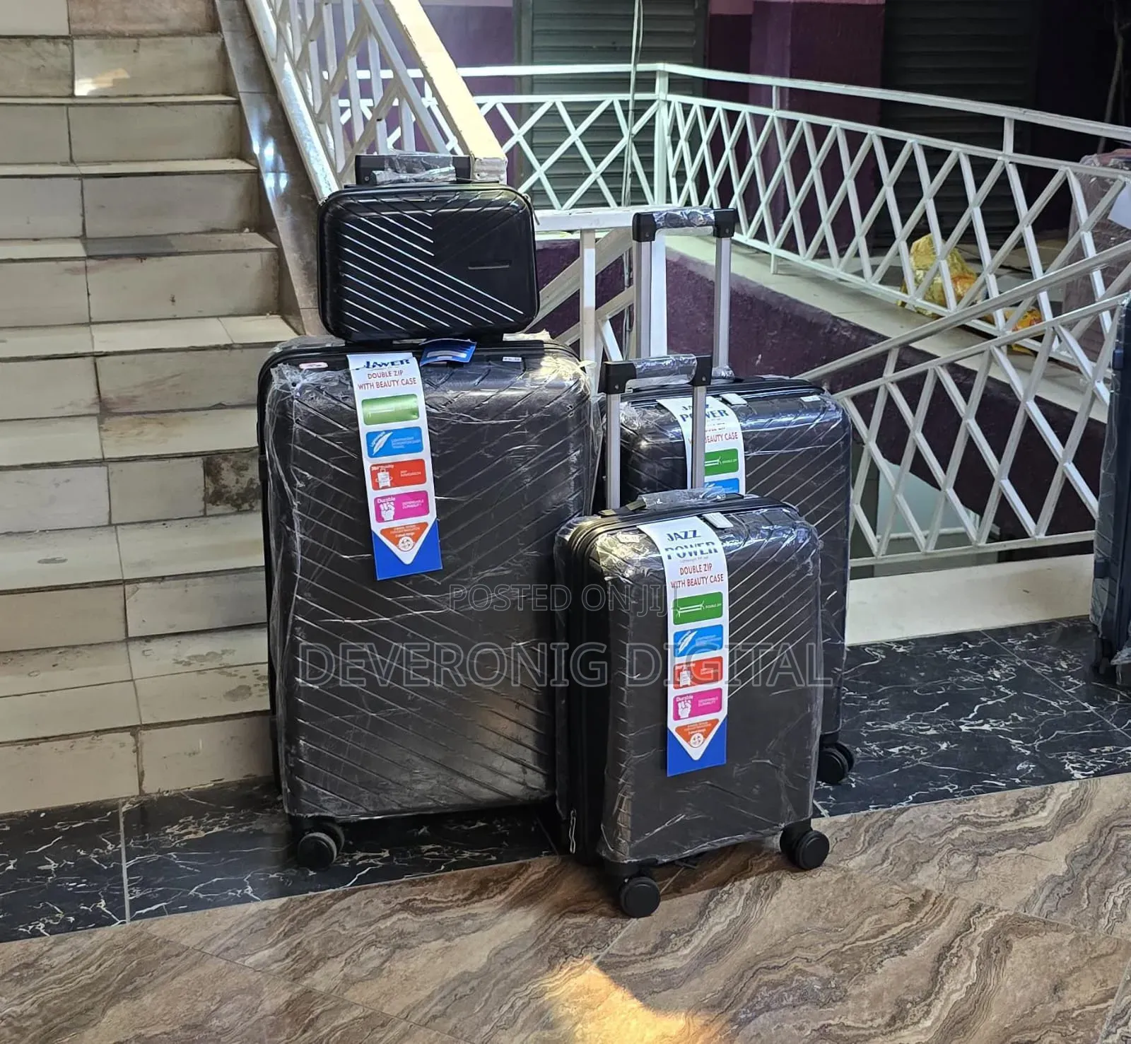 4 in 1 Luxurious Unbreakable Double Zip Rubber Suitcase