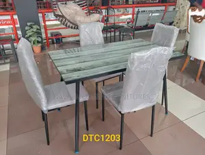 4-Piece Modern Dining Set: Glass-Top Table With Black Metal Frame