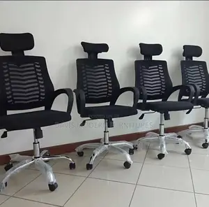 Ergonomic Black Mesh Office Chairs With Headrests – 4-Point Support